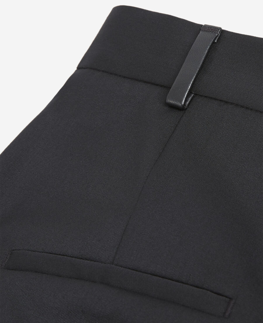 roomy high-waisted black wool shorts