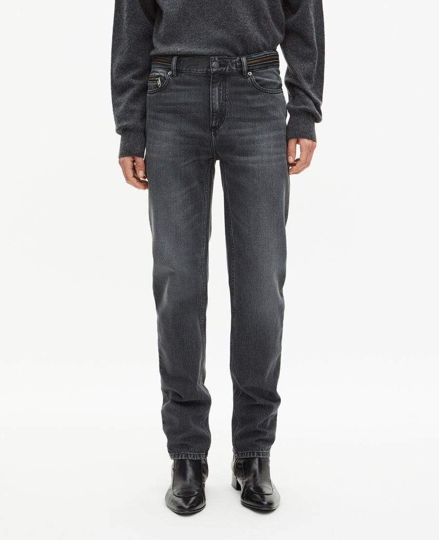 The Kooples HOMME BLACK WASHED jean slim noir délavé
