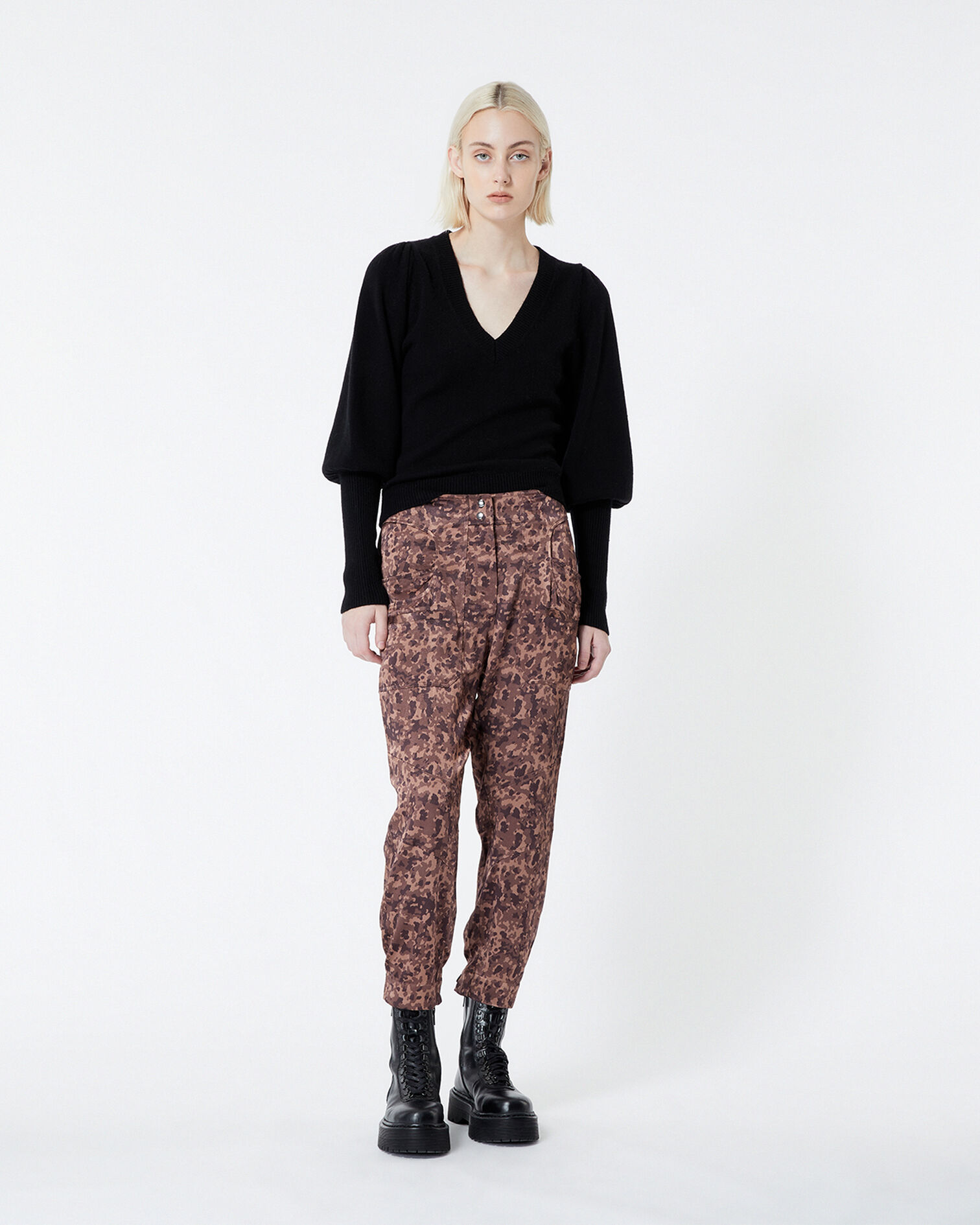 Cargo-style printed pants , BROWN, hi-res image number null