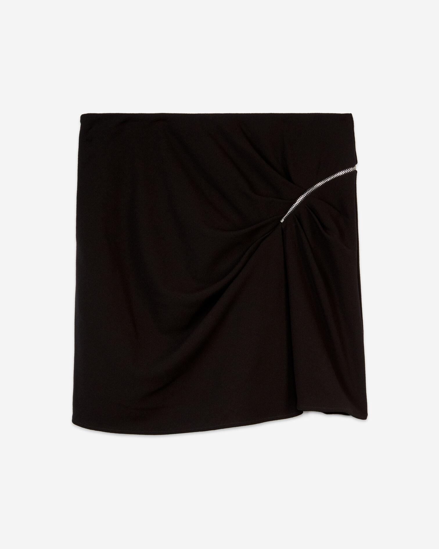 Jupe courte en crêpe avec zip noire, BLACK, hi-res image number null