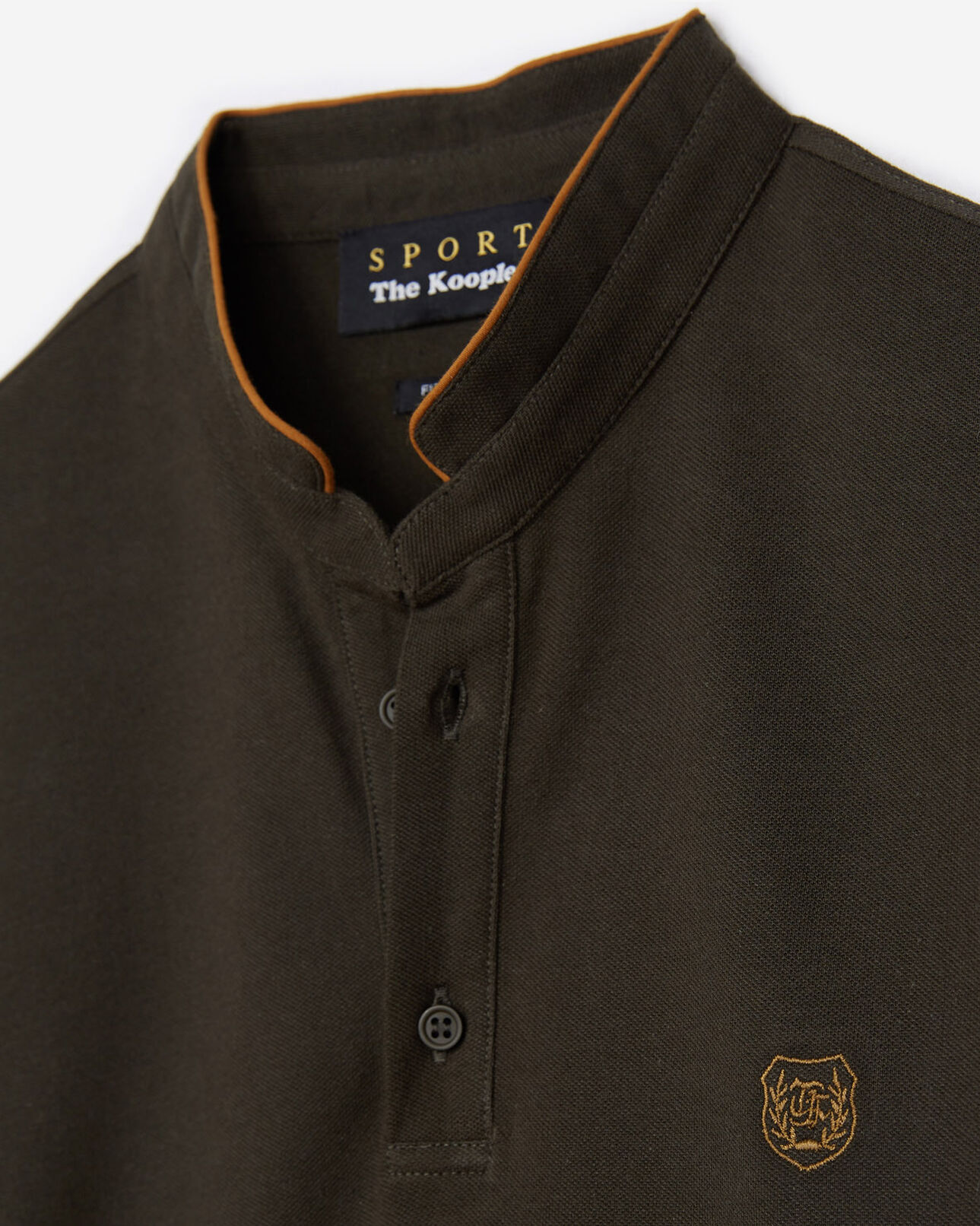 The Kooples HOMME ROBIN GREEN / DIJON polo coton vert forêt détails bleu marine