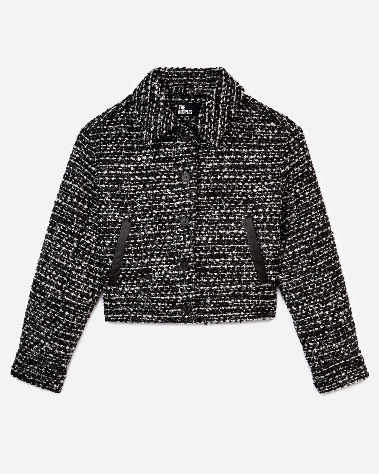 The Kooples DAMEN BLACK WHITE schwarz-weiße jacke aus tweed