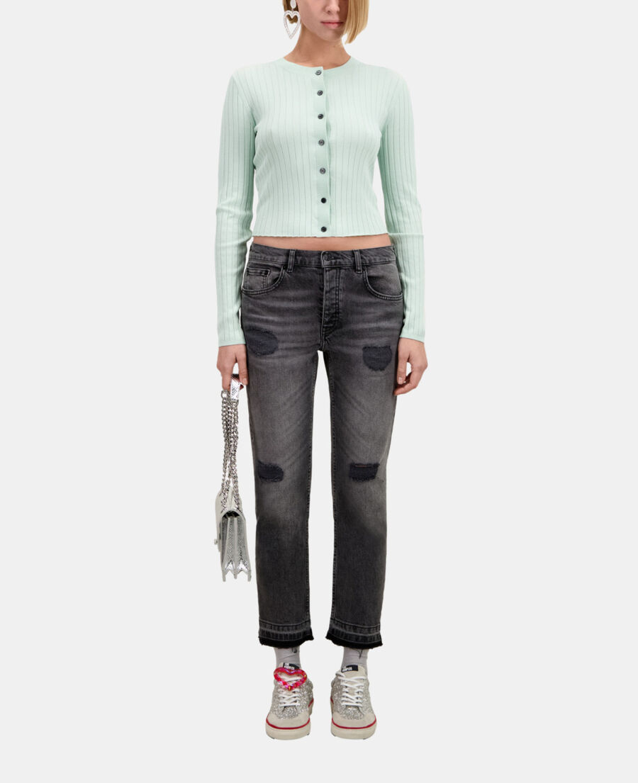 short ribbed light green cardigan