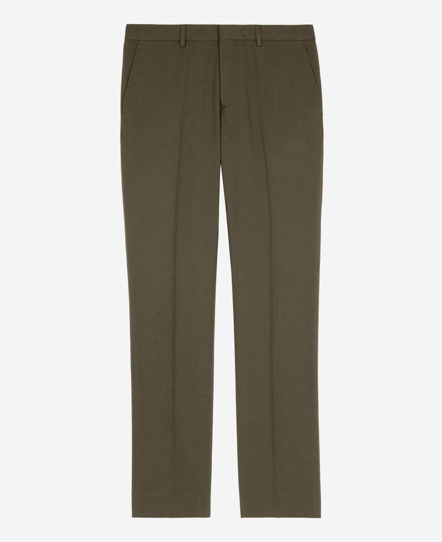 The Kooples HOMME KAKI pantalon de costume droit en coton lin kaki