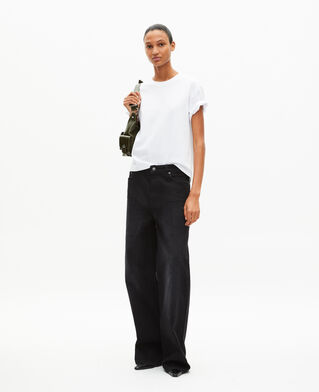 The Kooples F WHITE straight white cotton-blend t-shirt