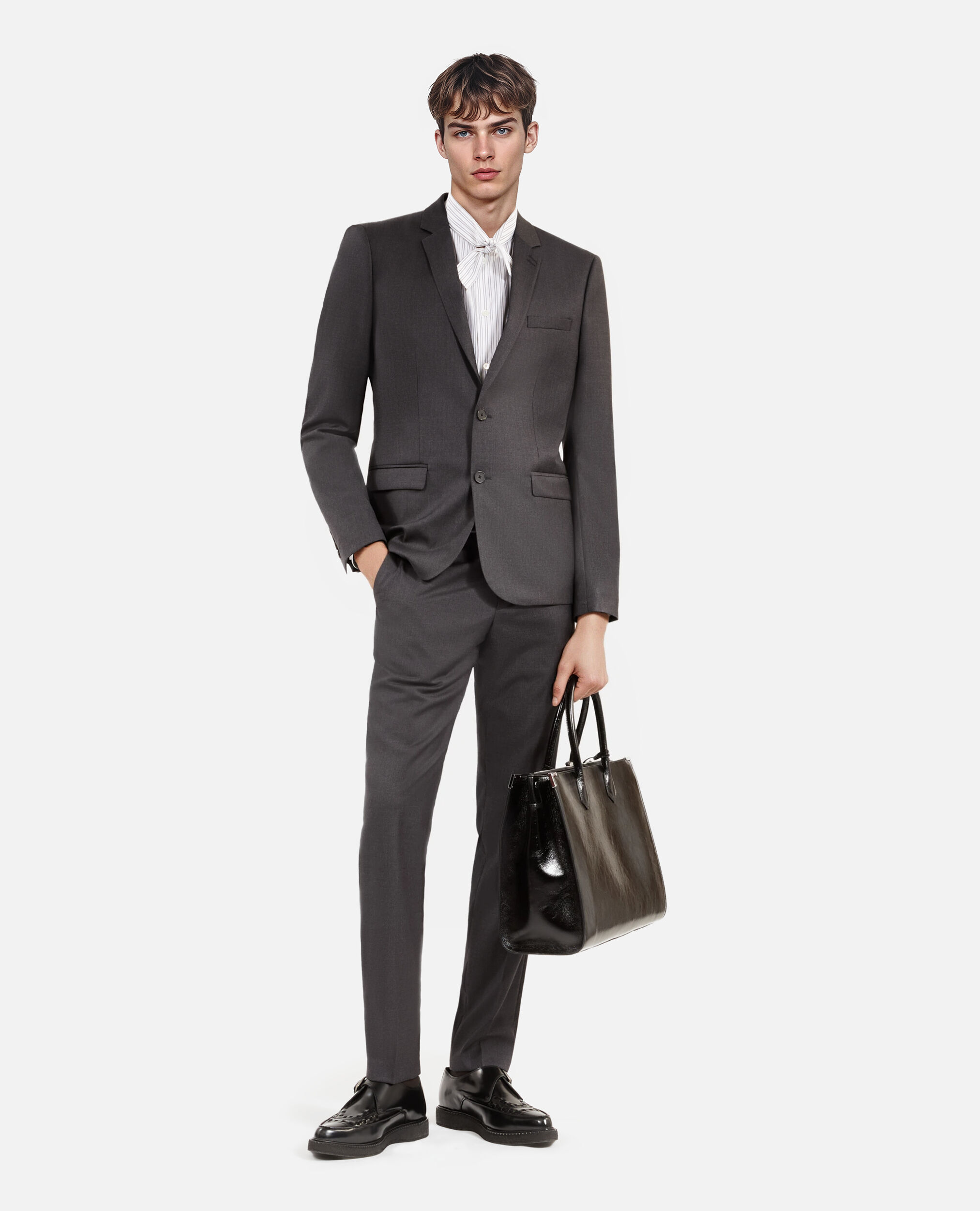 Gray wool suit jacket, GREY, hi-res image number null