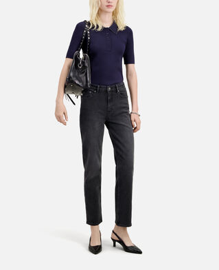 The Kooples DAMEN BLACK WASHED schwarze jeans mit geradem bein