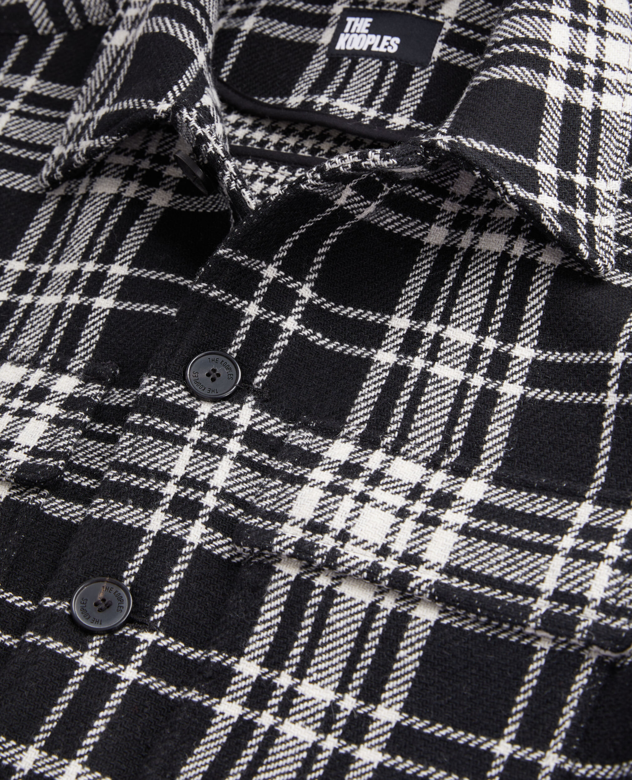 Blouson type surchemise à carreaux en laine mélangée, BLACK WHITE, hi-res image number null
