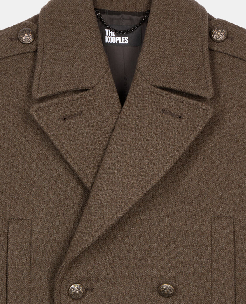 The Kooples HOMME KAKI manteau long style officier kaki