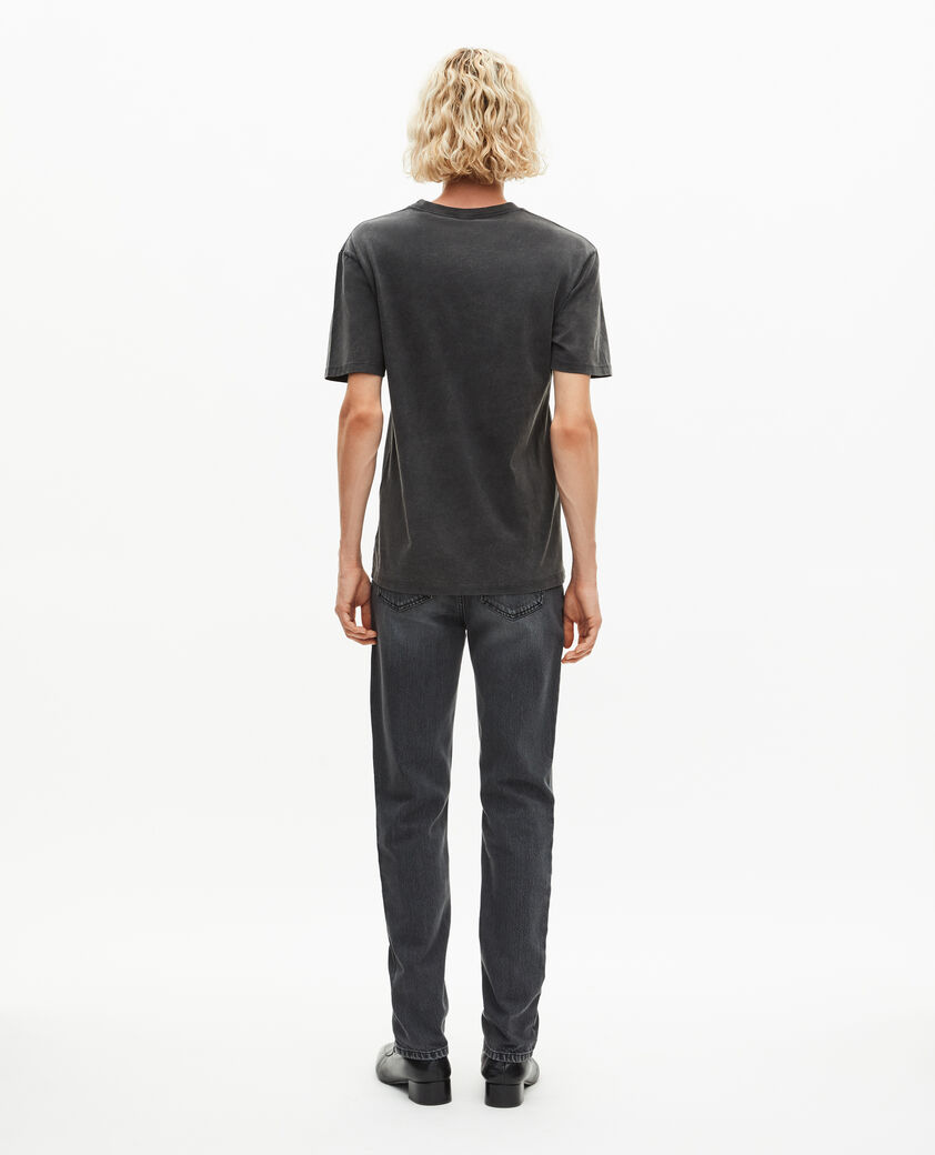 The Kooples MEN BLACK WASHED t-shirt with faded black silk-screen print