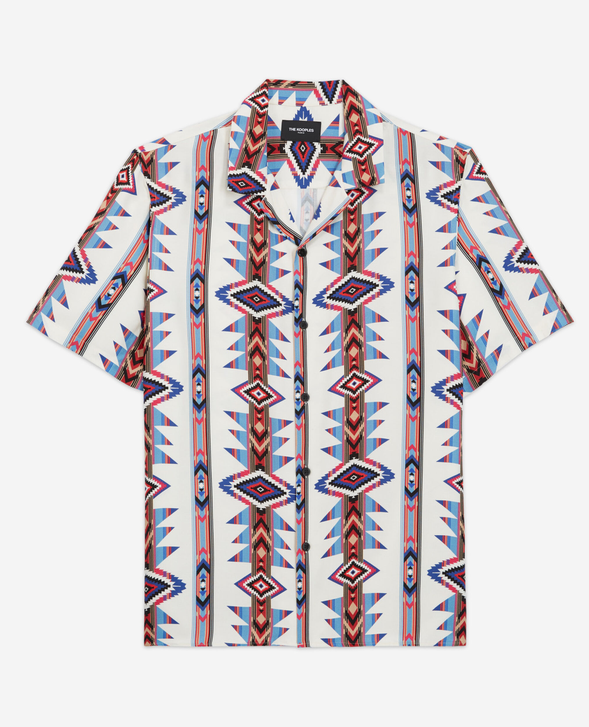 Camiseta cuello hawaiano estampada, ECRU, hi-res image number null