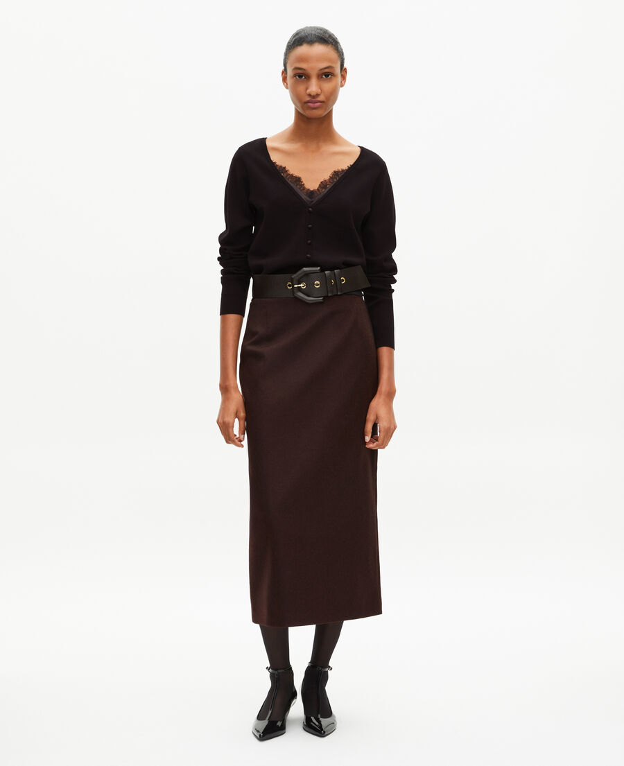 The Kooples FEMME BLACK pull effet trompe l'&oelig;il avec dentelle noir