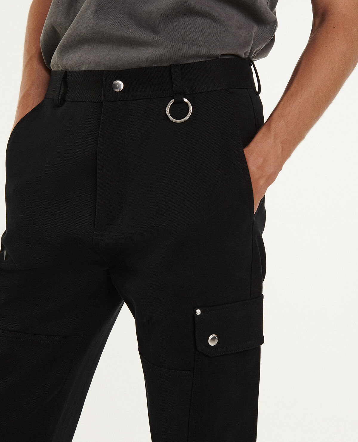 Black cotton twill cargo pants The Kooples