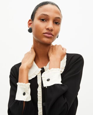 The Kooples FEMME BLACK robe courte col contrast&eacute; noire