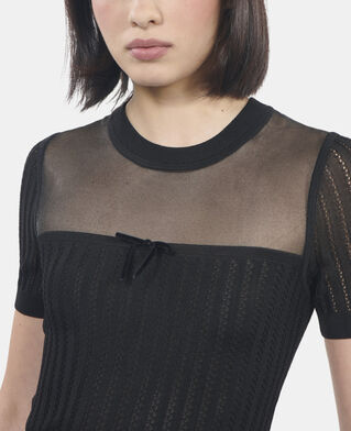 The Kooples WOMEN BLACK black openwork sweater