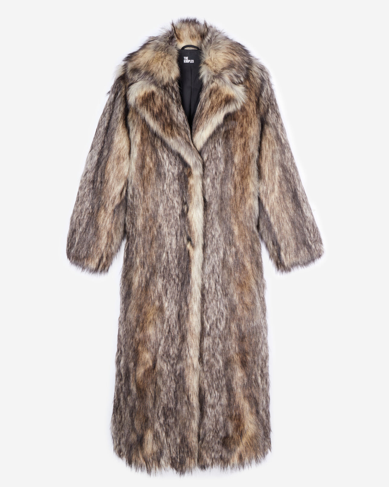 The Kooples FEMME DARK BEIGE manteau long effet fourrure beige