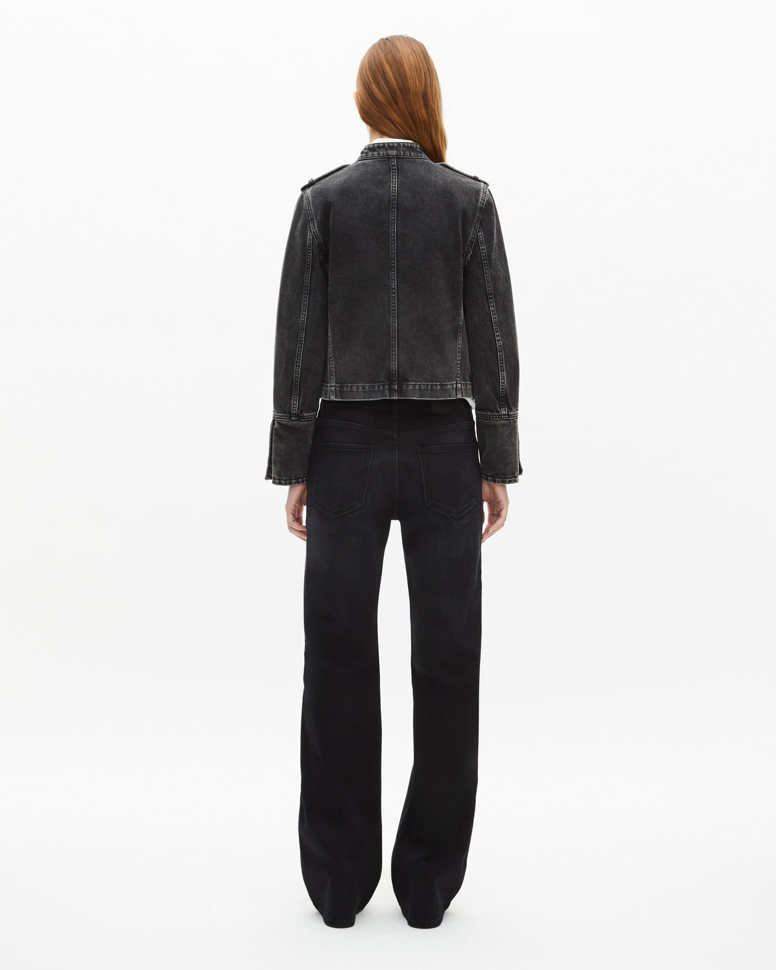 Grey denim officer-style jacket, BLACK WASHED, hi-res image number null