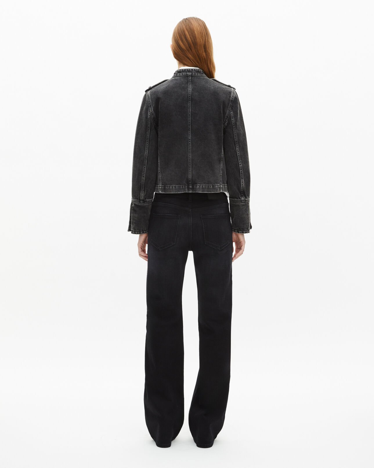The Kooples MUJER BLACK WASHED chaqueta vaquera gris estilo oficial