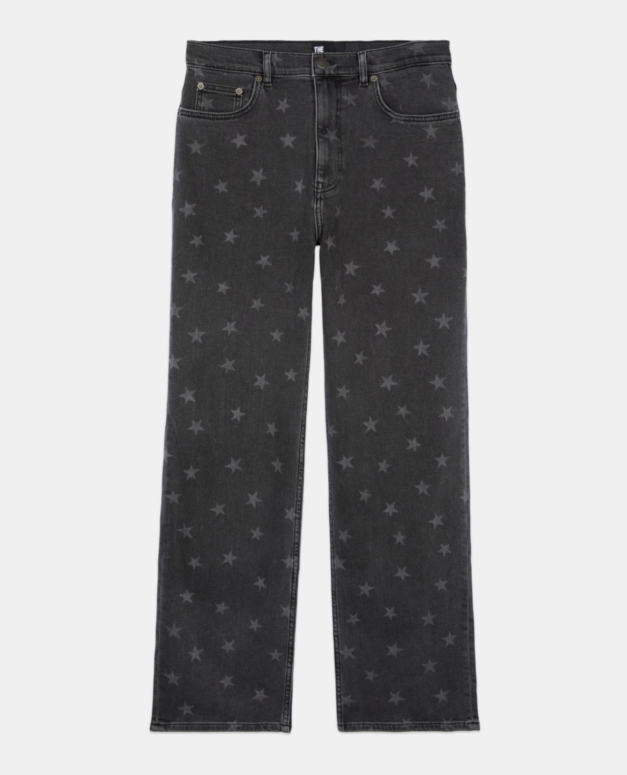 Star printed straight-leg jeans, BLACK WASHED, hi-res image number null