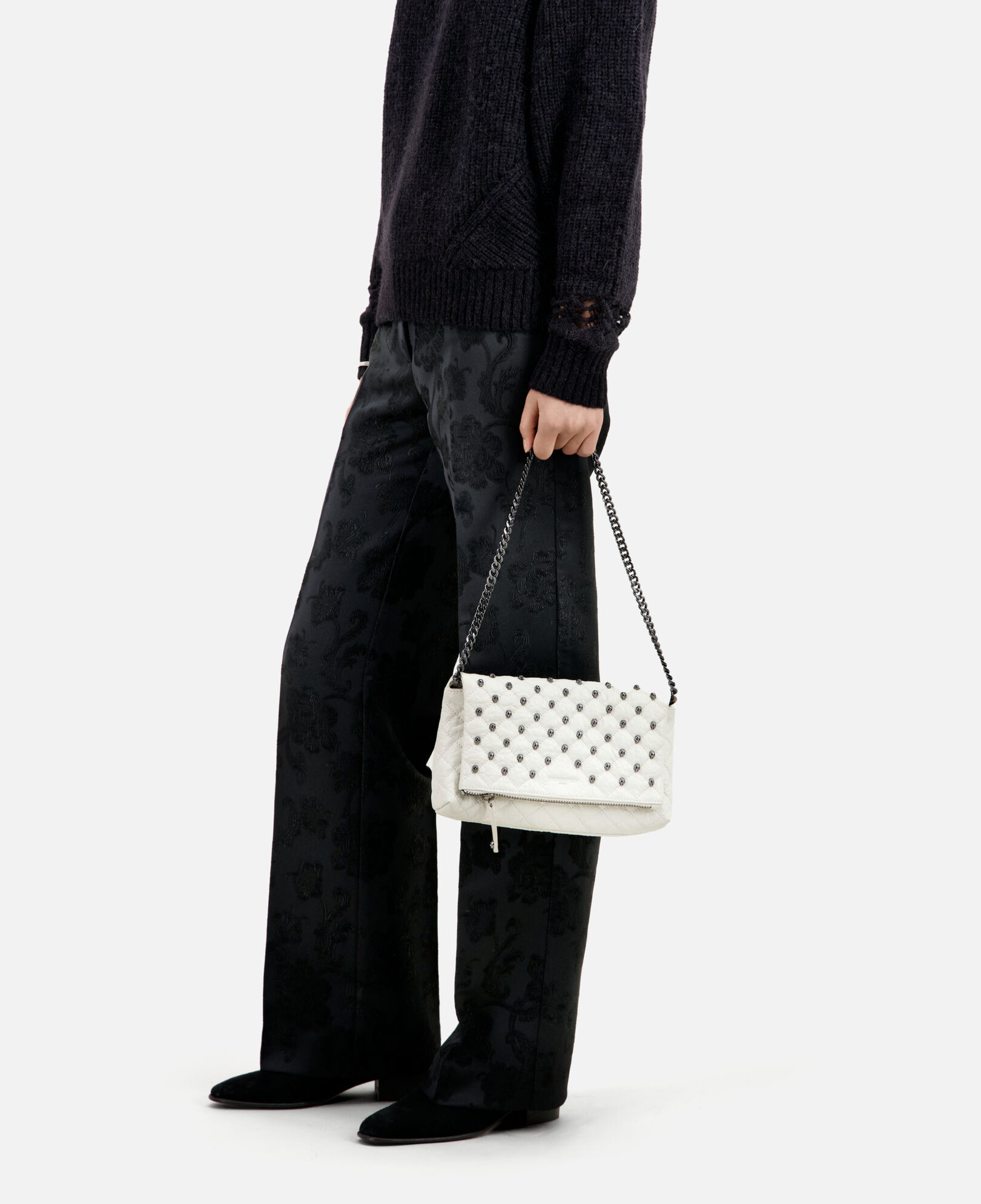 The Kooples DAMEN OFF WHITE kleine weiß pochette aus leder heritage 