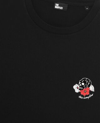 The Kooples MEN BLACK t-shirt with black skull flocking