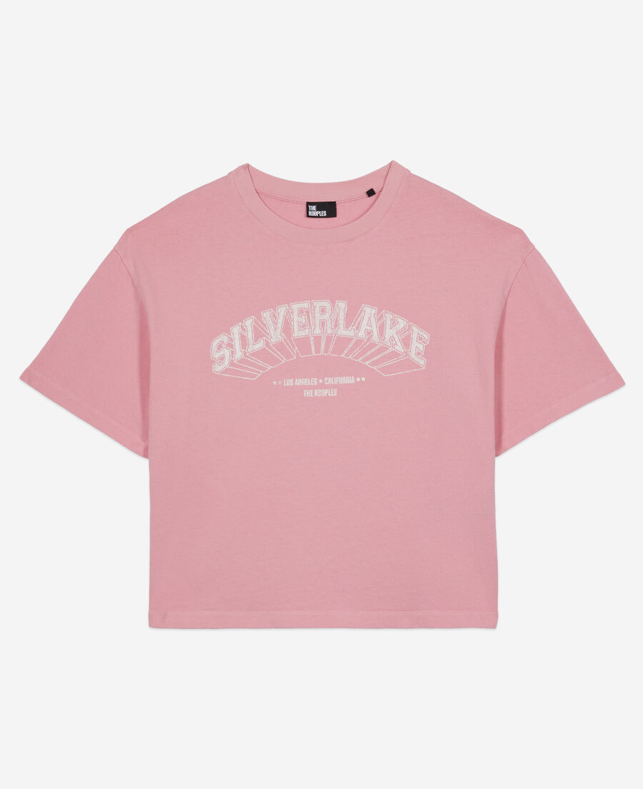 The Kooples F SWEET PINK light pink t-shirt with silverlake serigraphy