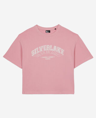 The Kooples F SWEET PINK light pink t-shirt with silverlake serigraphy