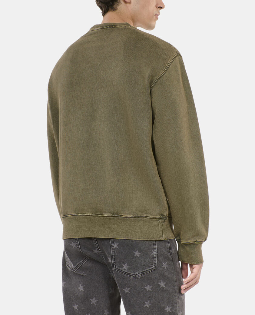 The Kooples HERREN OLIVE NIGHT khakifarbenes sweatshirt mit aufnähern