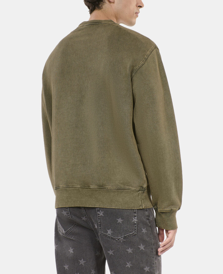 The Kooples HOMME OLIVE NIGHT sweatshirt à patchs kaki