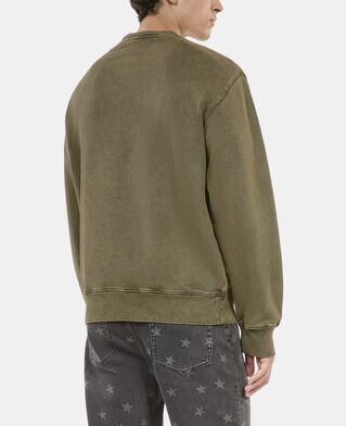 The Kooples HOMME OLIVE NIGHT sweatshirt à patchs kaki