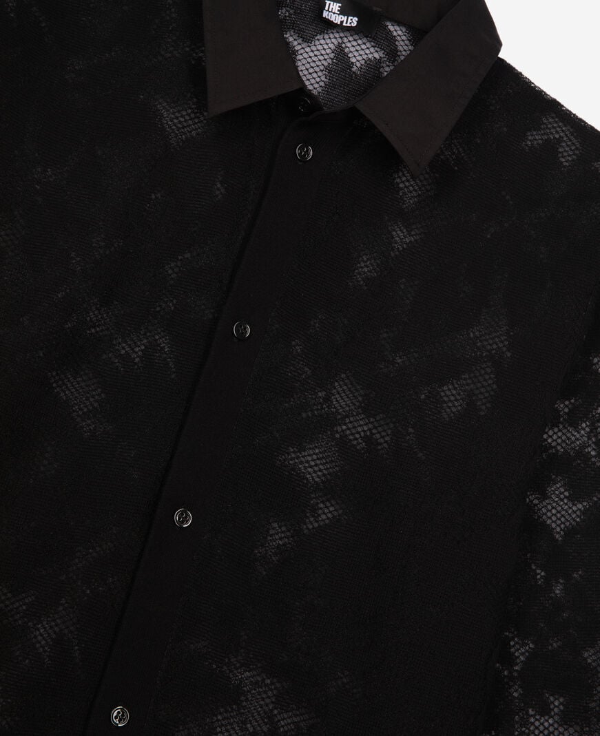 The Kooples MEN BLACK black lace shirt