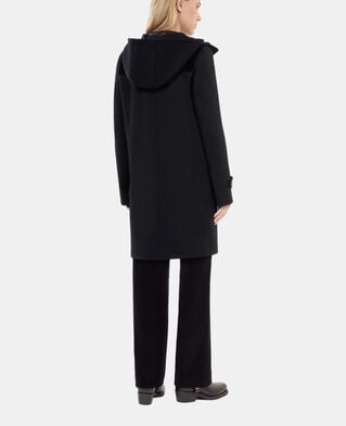 The Kooples WOMEN BLACK black hooded pea coat