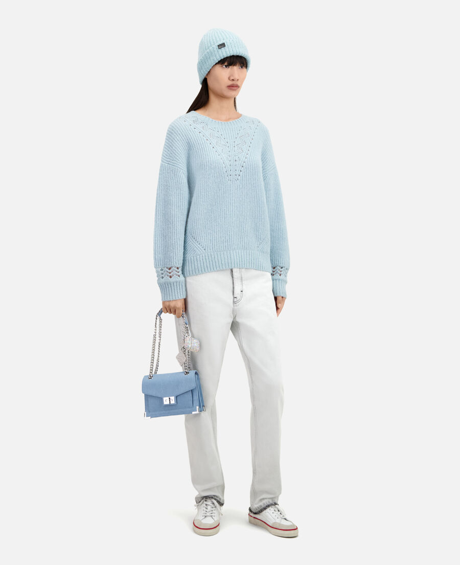 blue wool-blend sweater