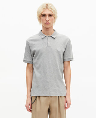 The Kooples H GREY MELANGE honeycomb polo shirt with grey crest