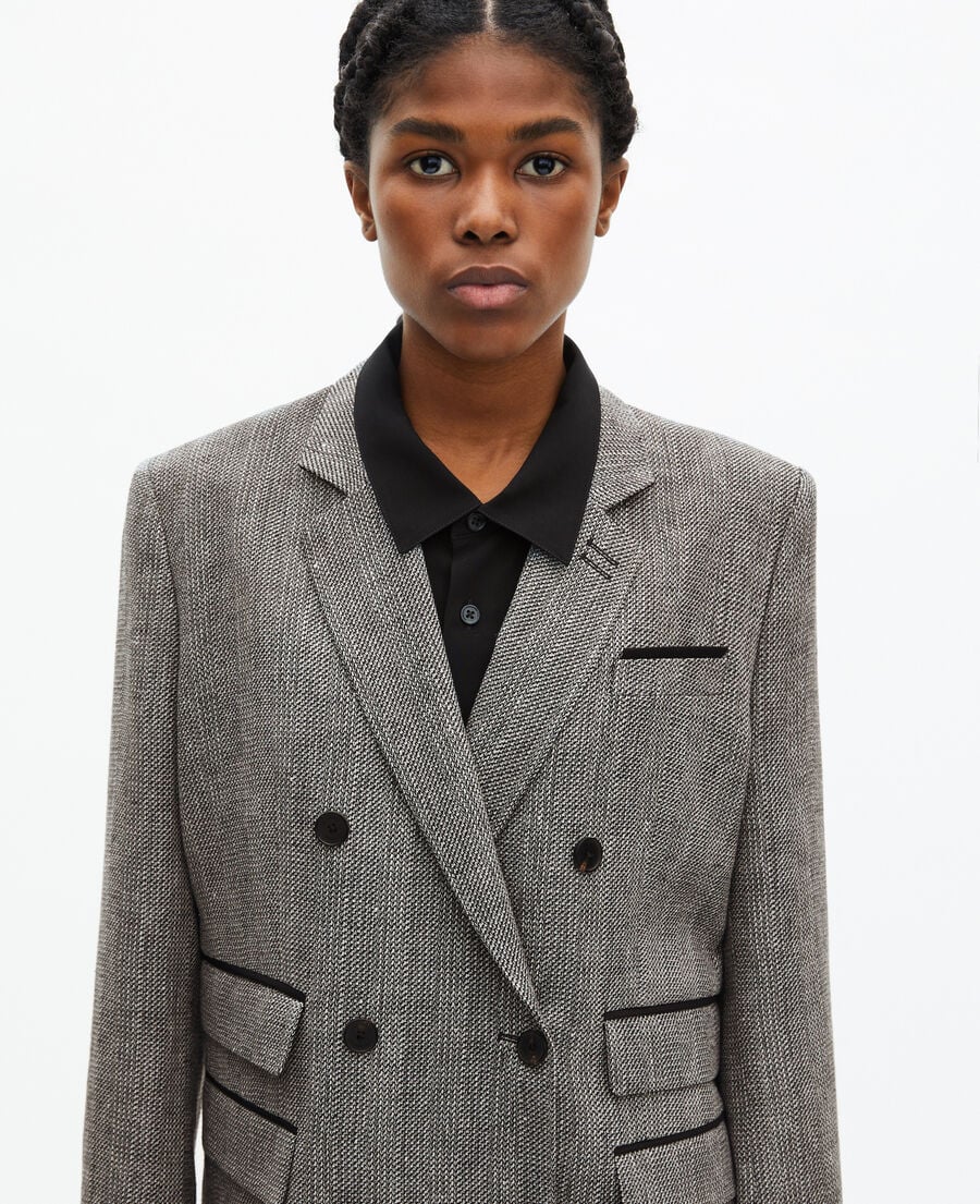 The Kooples F GREY grey wool and linen tailored jacket