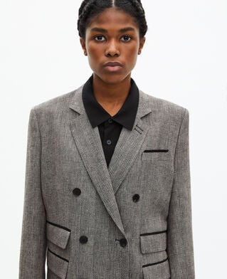 The Kooples F GREY grey wool and linen tailored jacket