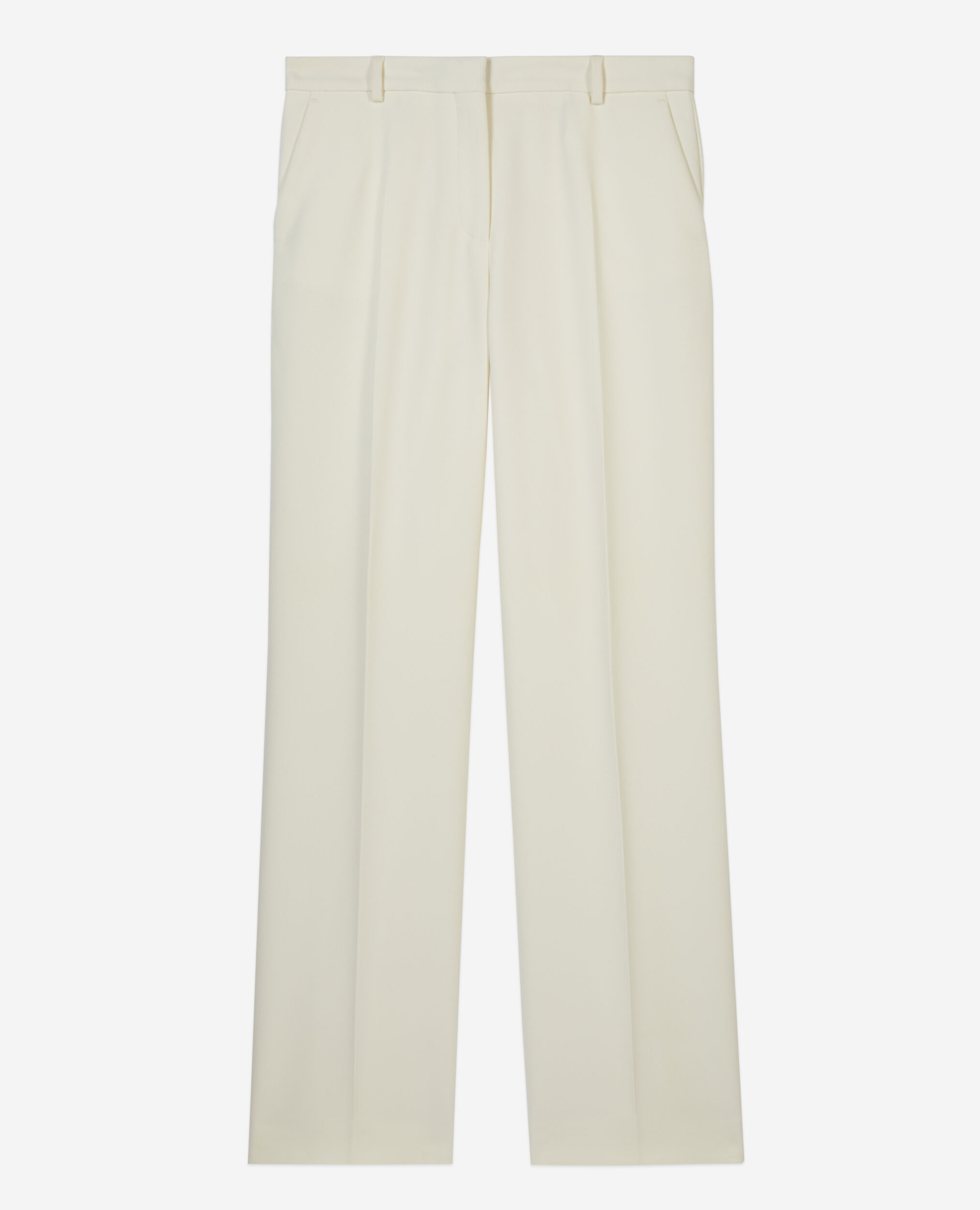 Ecru crepe suit trousers straight cut, ECRU, hi-res image number null