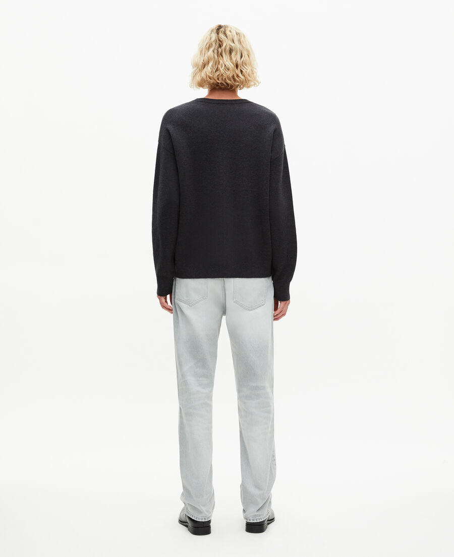 The Kooples HOMME DARK GREY MELANGE pull col rond double face gris