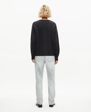 The Kooples HOMME DARK GREY MELANGE pull col rond double face gris