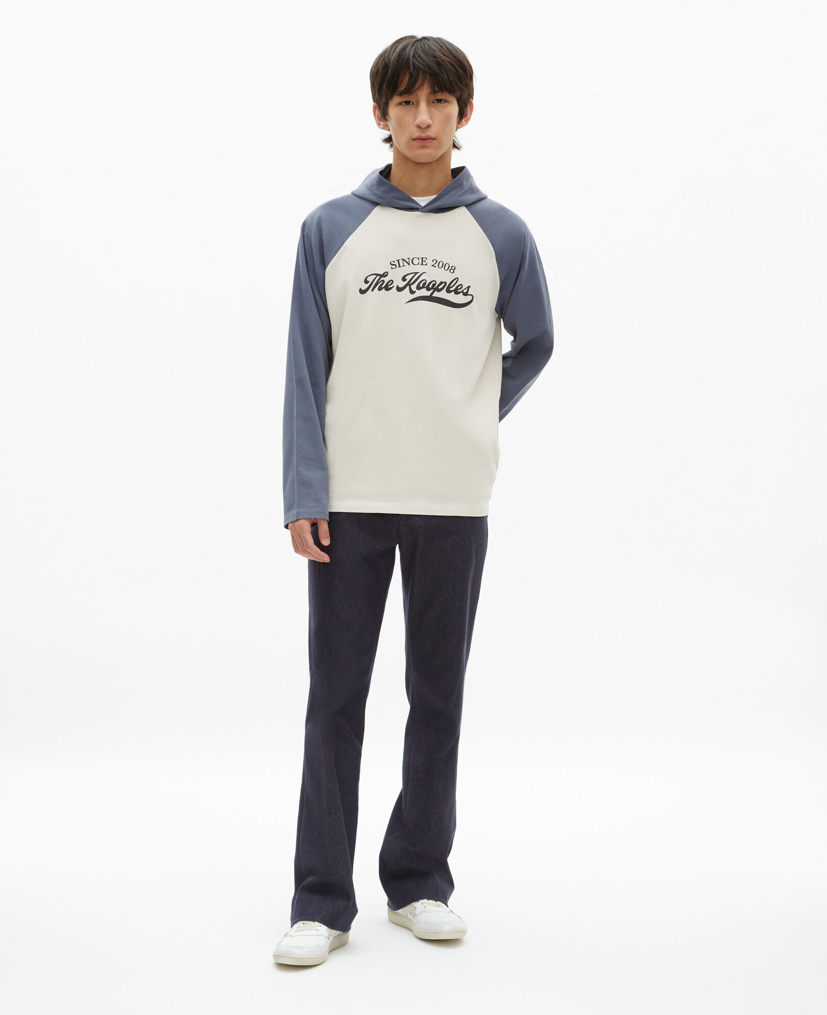 The Kooples HERREN BEIGE GREY beiges langarm-t-shirt mit logo