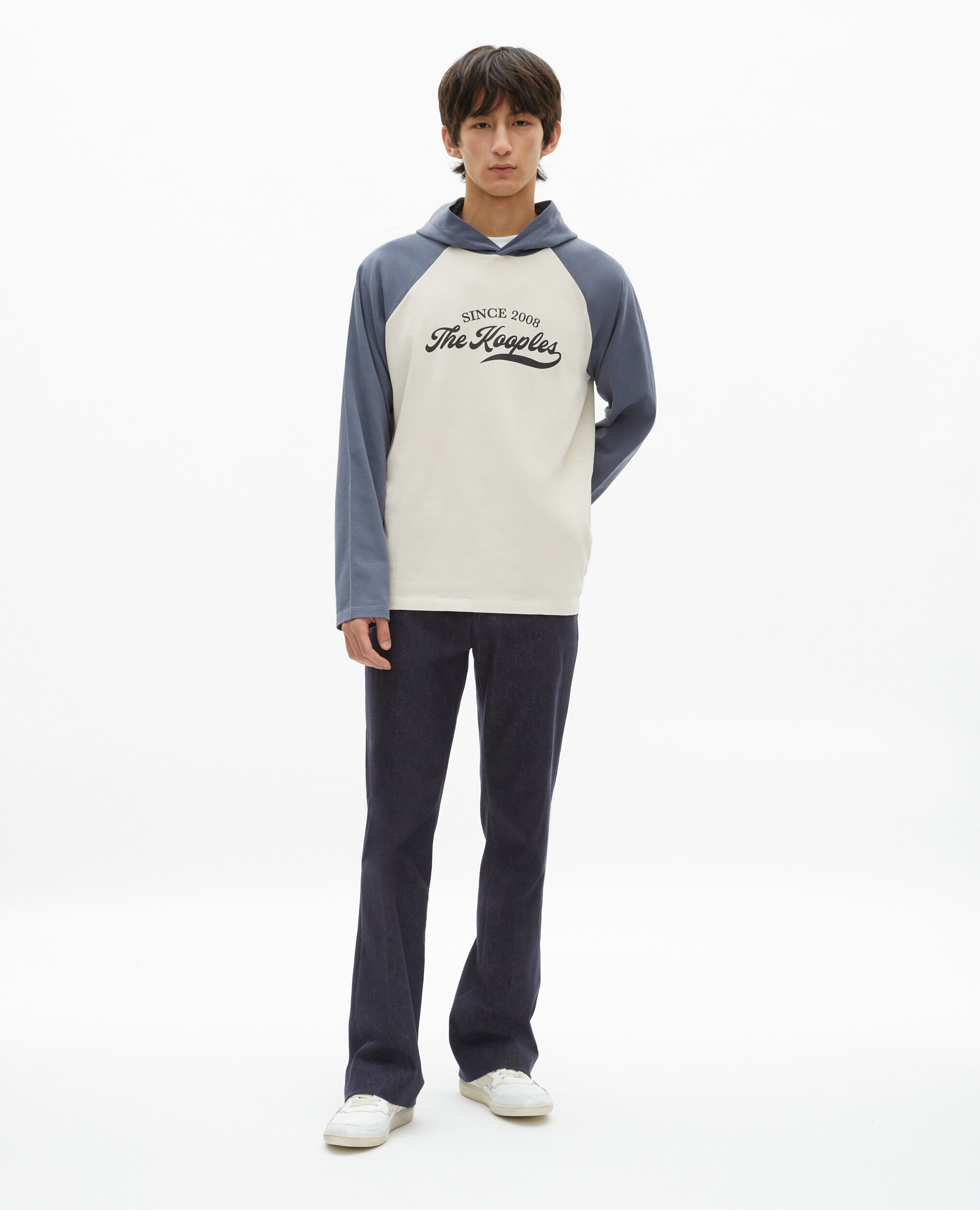 Beiges Langarm-T-Shirt mit Logo, BEIGE GREY, hi-res image number null