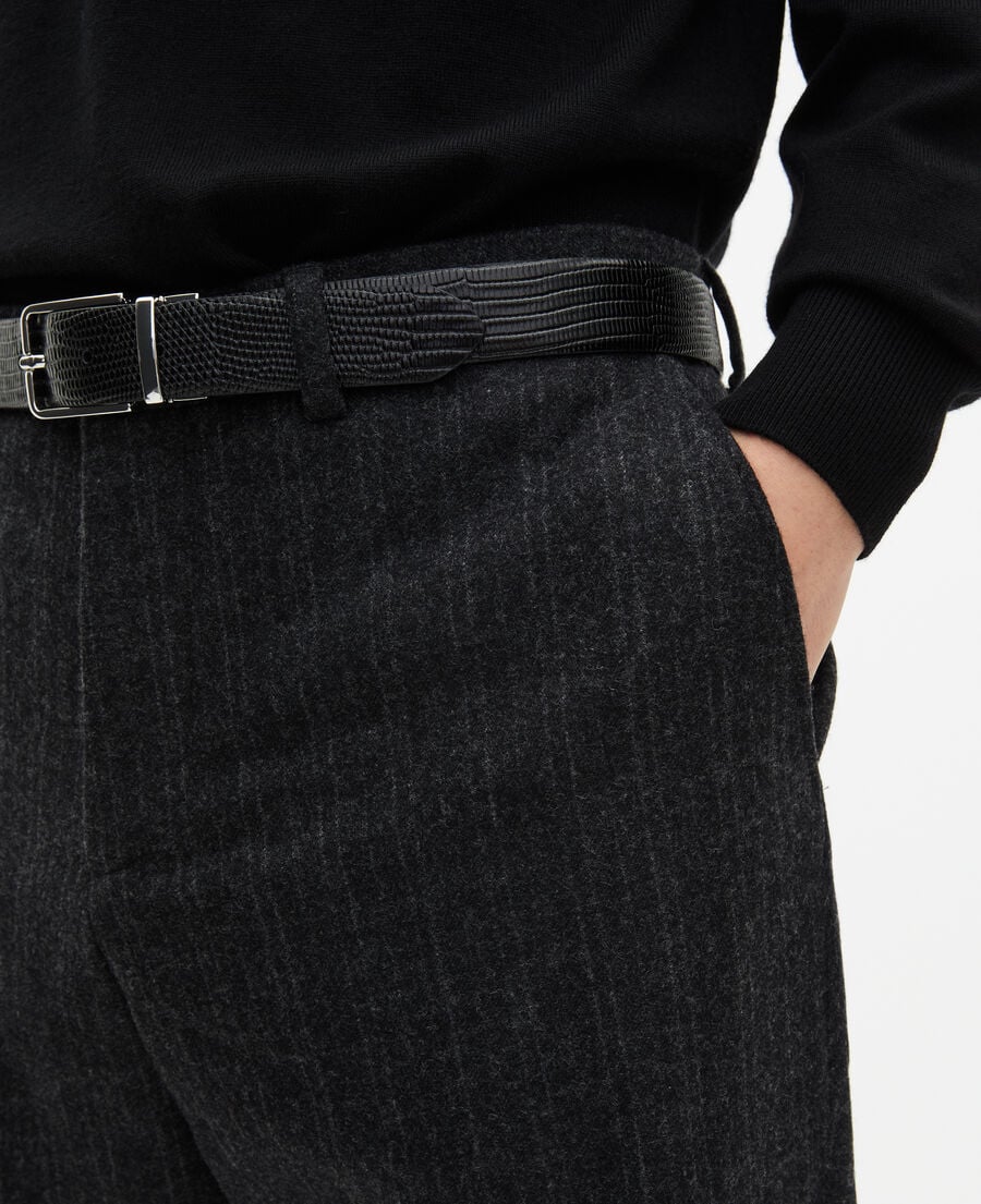 The Kooples HOMME PEARL GREY pantalon de costume droit à fines rayures gris foncé