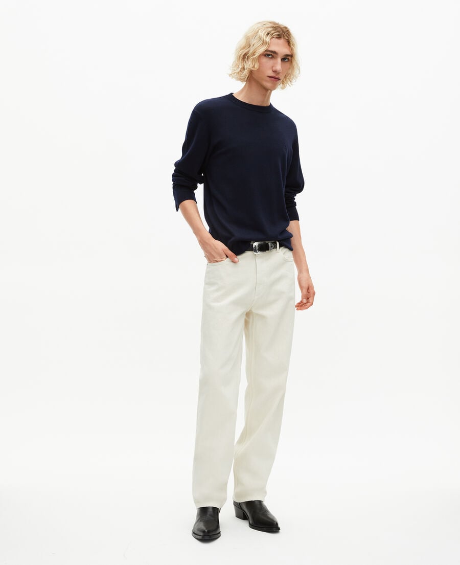 The Kooples HOMME NAVY pull col rond en laine m&eacute;rinos marine