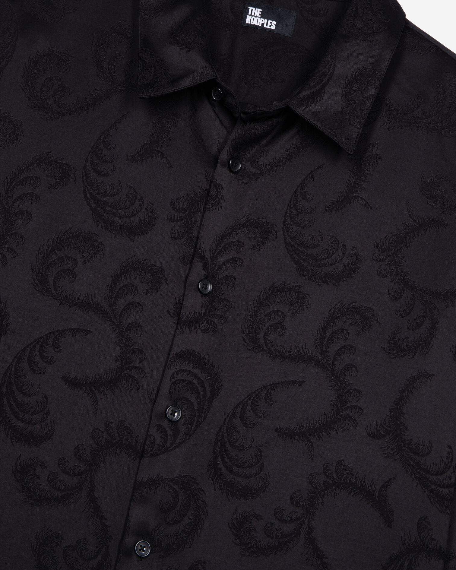 Chemise jacquard plumes noire, BLACK, hi-res image number null