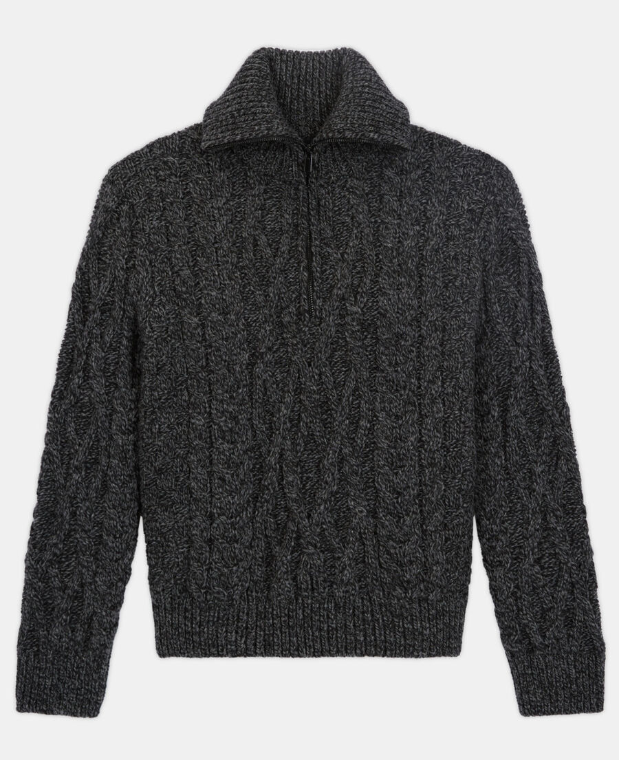 gray wool roll neck sweater