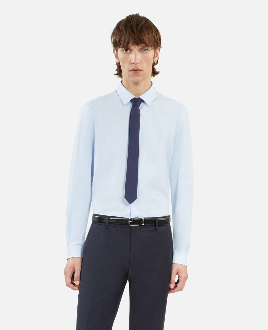 chemise formelle bleue en popeline