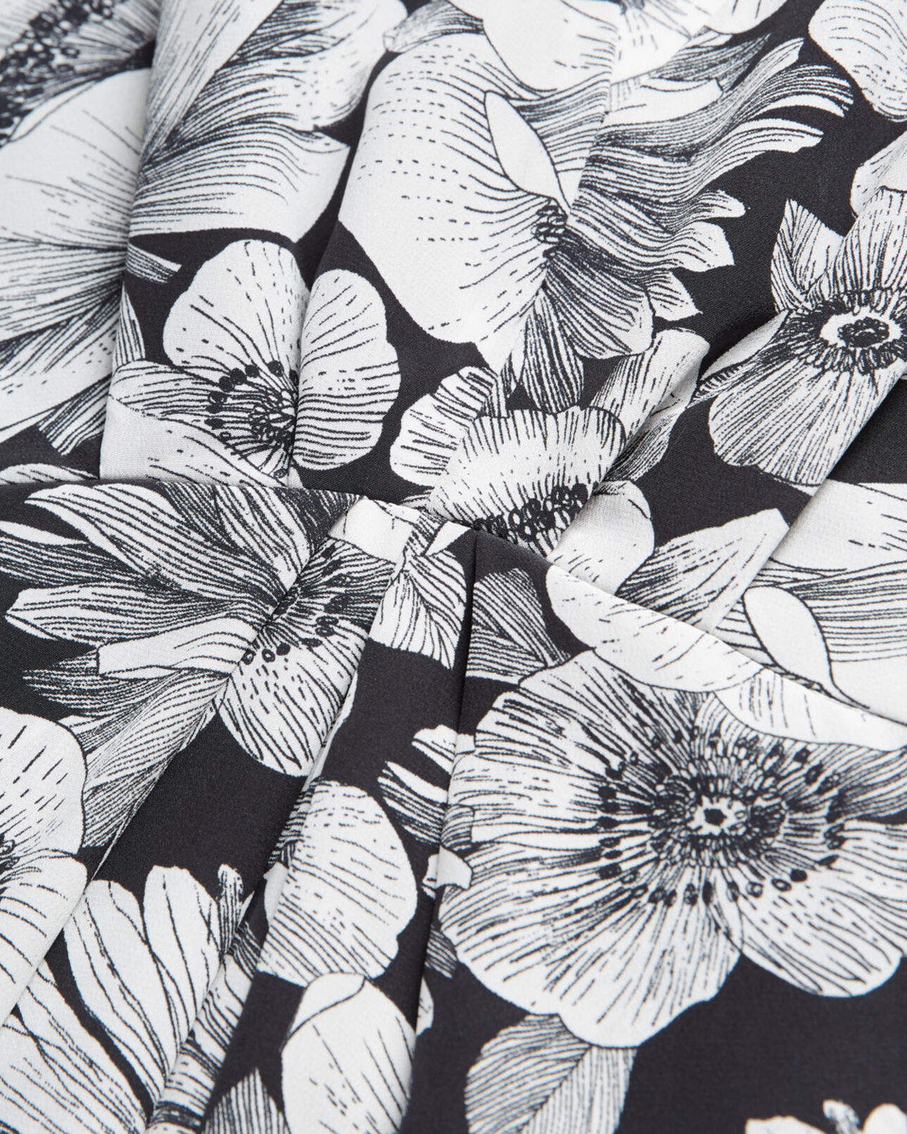 The Kooples WOMEN BLACK WHITE long floral silk dress