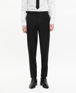 The Kooples HOMME BLACK pantalon de costume en laine à ceinture intégrée noir coupe ajustée