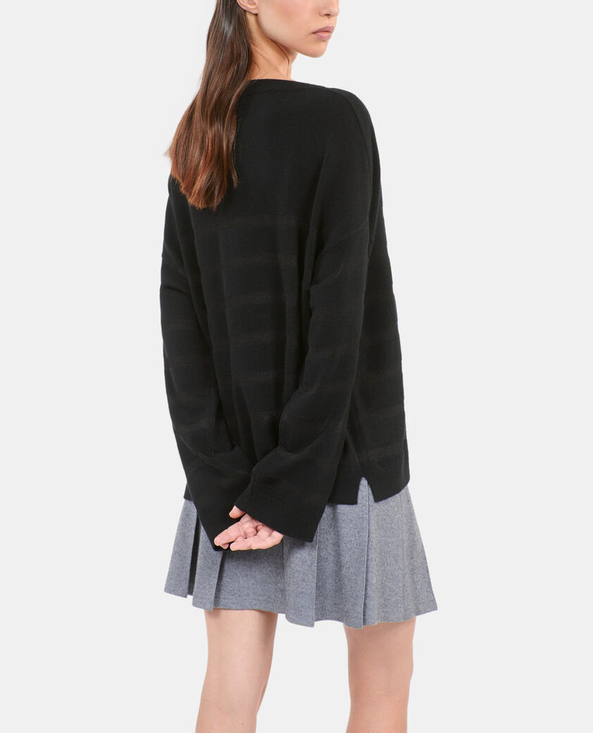 The Kooples FEMME BLACK pull en laine et cachemire à rayures