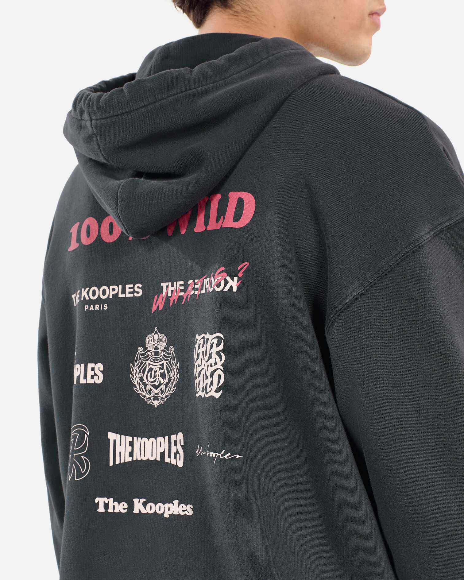 Sweatshirt à capuche avec sérigraphie noir, BLACK WASHED, hi-res image number null